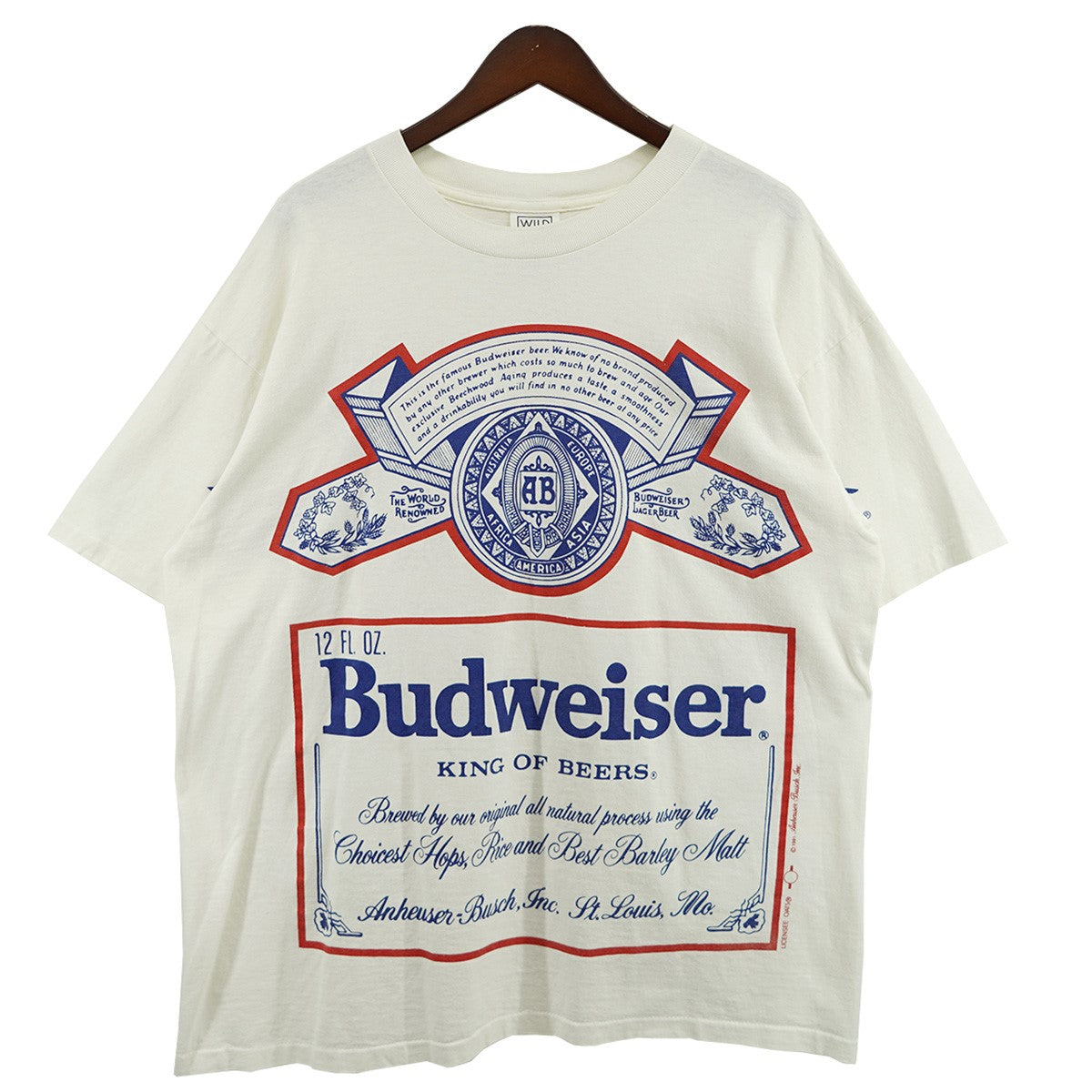 VINTAGE(ヴィンテージ) 90s WILD OATS BUDWEISER バドワイザー ロゴ Tシャツ ホワイト サイズ  XL｜【公式】カインドオルオンライン ブランド古着・中古通販【kindal】