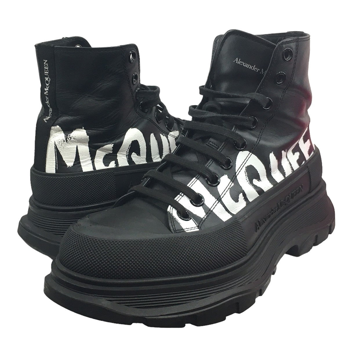 ALEXANDER McQUEEN(アレキサンダーマックイーン) Tread Slick トレッドスリック ロゴ プラットフォームハイカットスニーカー  682422 ブラック サイズ 41 (約26CM)｜【公式】カインドオルオンライン ブランド古着・中古通販【kindal】