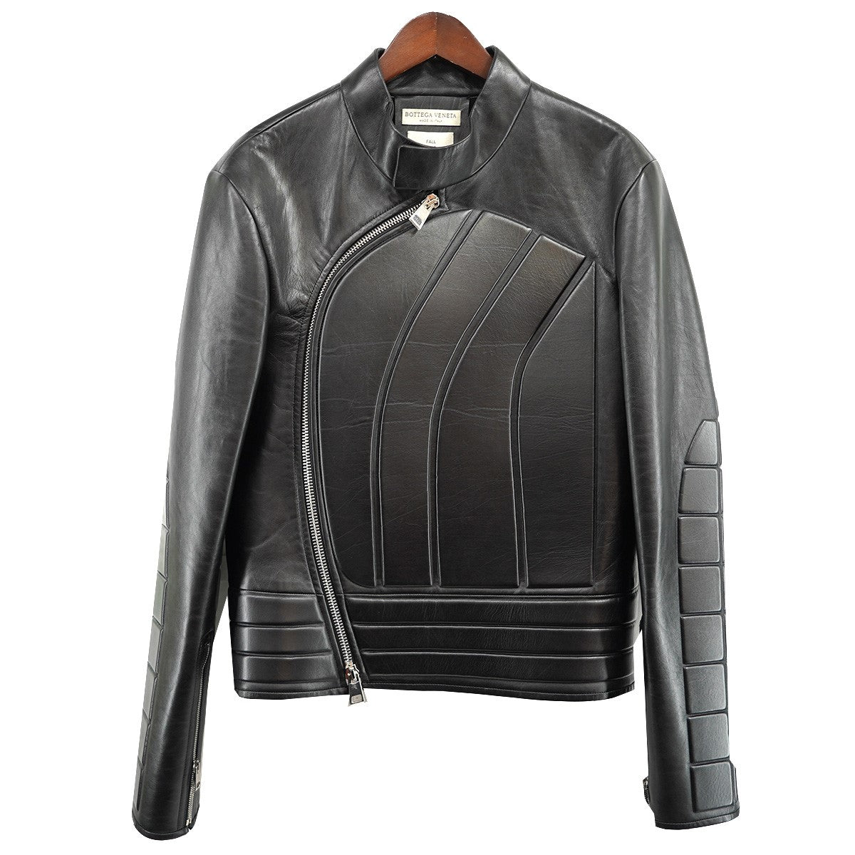 Bottega Veneta メンズ レザー バイカージャケット ライダースジャケット 727803 ブラック 44 (192388