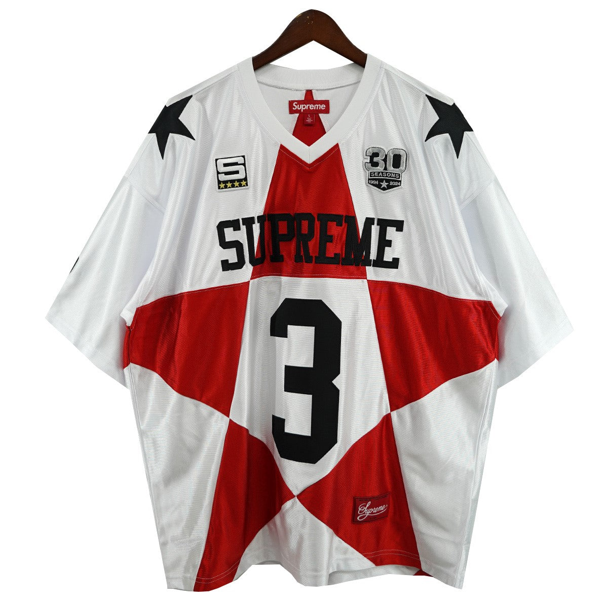 Supreme(シュプリーム) 24AW Star Football Jersey ロゴ スター フットボール ジャージー Tシャツ ホワイト サイズ  L｜【公式】カインドオルオンライン ブランド古着・中古通販【kindal】