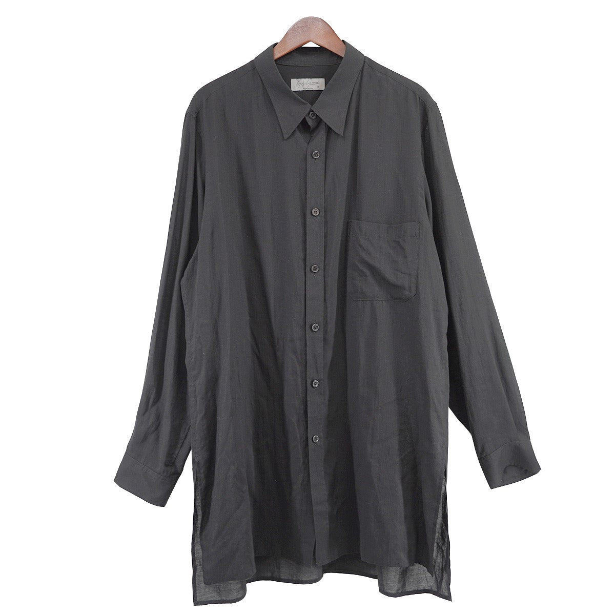 YohjiYamamoto pour homme(ヨウジヤマモトプールオム) 23SS CELLULOSE LAWN A-HEM EDGED SHIRT  COLLAR HZ-B24-212 定価49500円 ブラック サイズ 3｜【公式】カインドオルオンライン ブランド古着・中古通販【kindal】