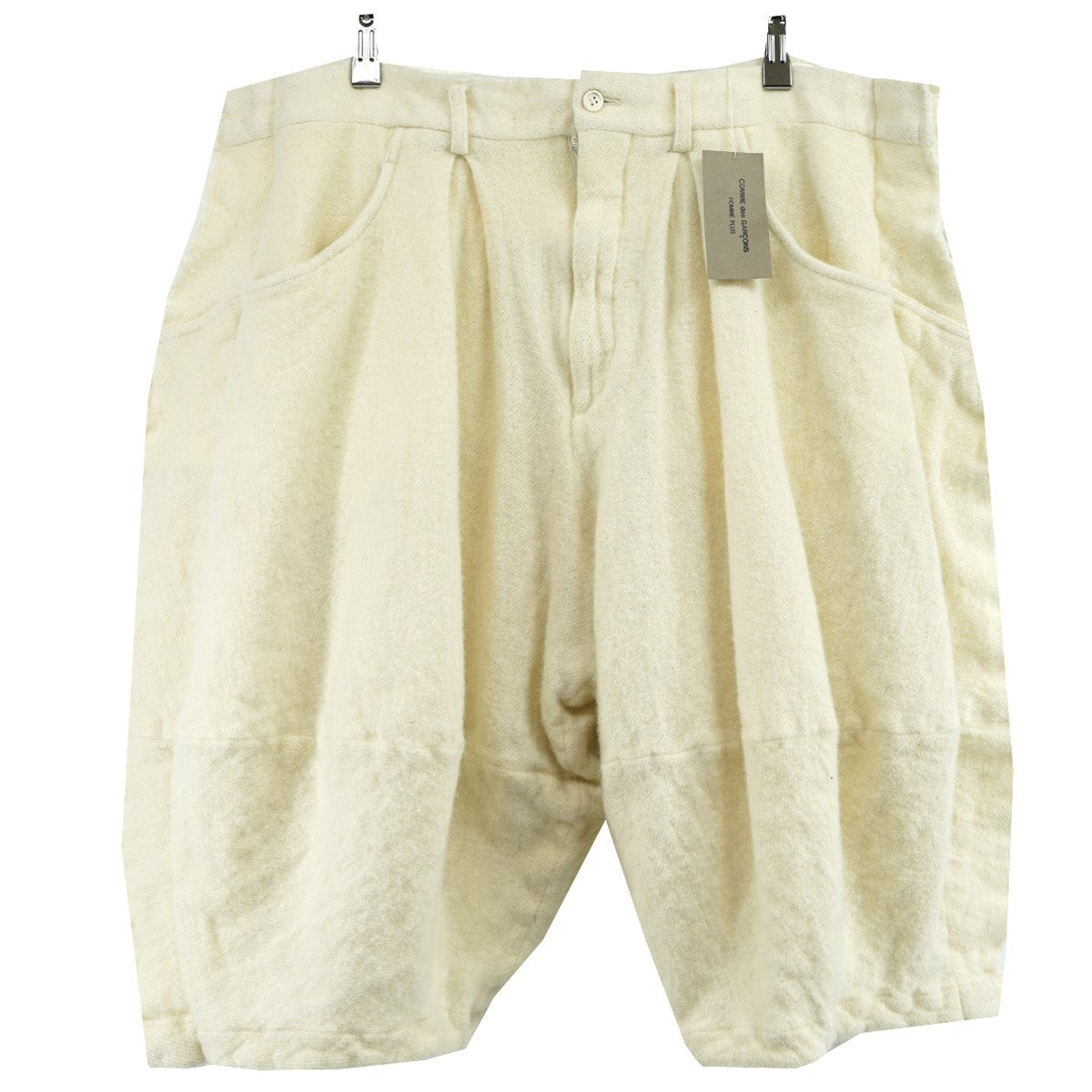 COMME des GARCONS HOMME PLUS(コムデギャルソンオムプリュス) 24AW Brush Shortsウール縮絨 ブラッシュド  ブラッシュ ワイド ショーツ ハーフパンツ ワイドパンツ 定価91300円 PN-P038-051 AD2024 ホワイト サイズ  L｜【公式】カインドオルオンライン ブランド古着・中古 ...