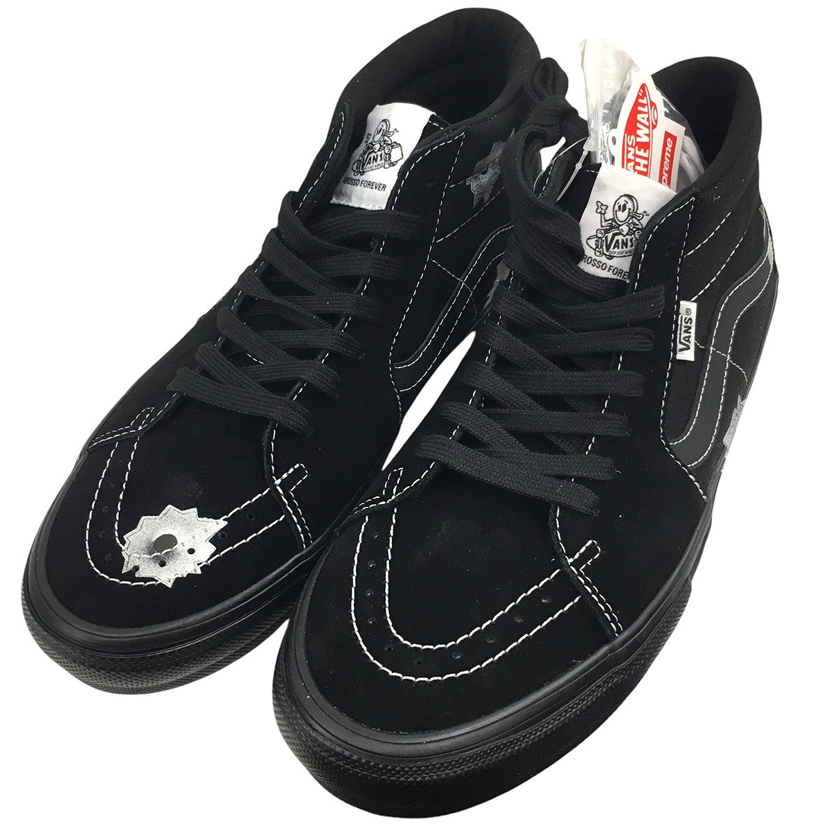 Supreme×VANS 25SS Nate Lowman Skate Grosso Mid Bullet Holeネイトローマン バレットホール スケートグロッソ ミッド ロゴ スニーカー 古着・中古-3枚目のアイテム画像