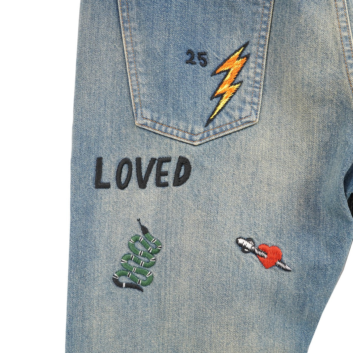 Symbols Tapered Denim Pantシンボル アイコン 刺繍 エンブロイダリー デニム パンツ