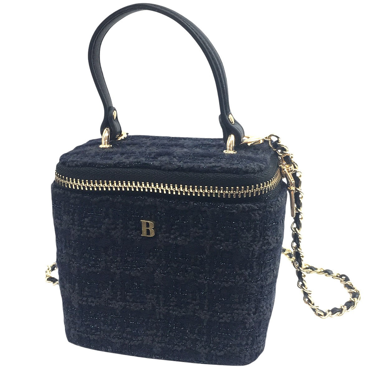 Bibiy　ELISEバニティバッグ　ネイビー　ツイード Bibiy．(ビビィ) ツイードミニショルダーバッグ チェーン ショルダー
