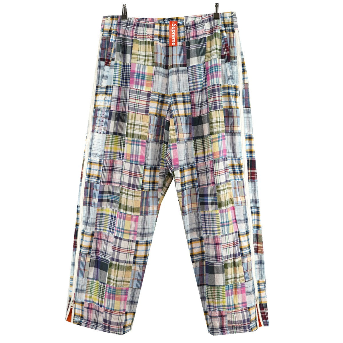 25SS GOODENOUGH Patchwork Full Zip Track Pantコラボ パッチワーク ロゴ フルジップ マドラスチェック イージー トラックパンツ