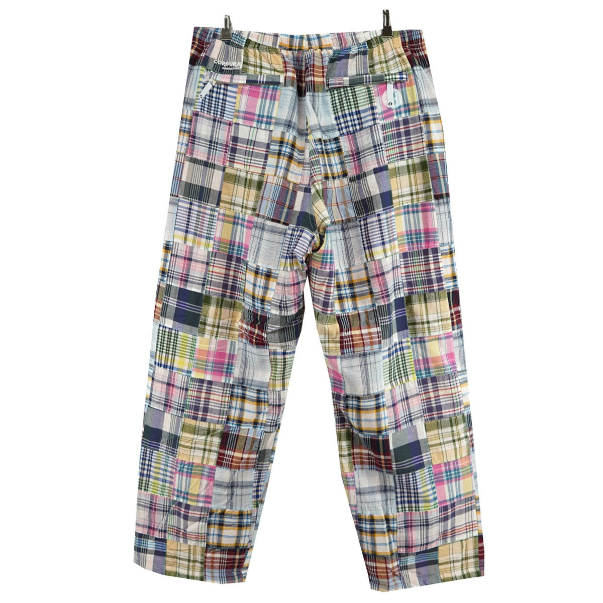 25SS GOODENOUGH Patchwork Full Zip Track Pantコラボ パッチワーク ロゴ フルジップ マドラスチェック イージー トラックパンツ