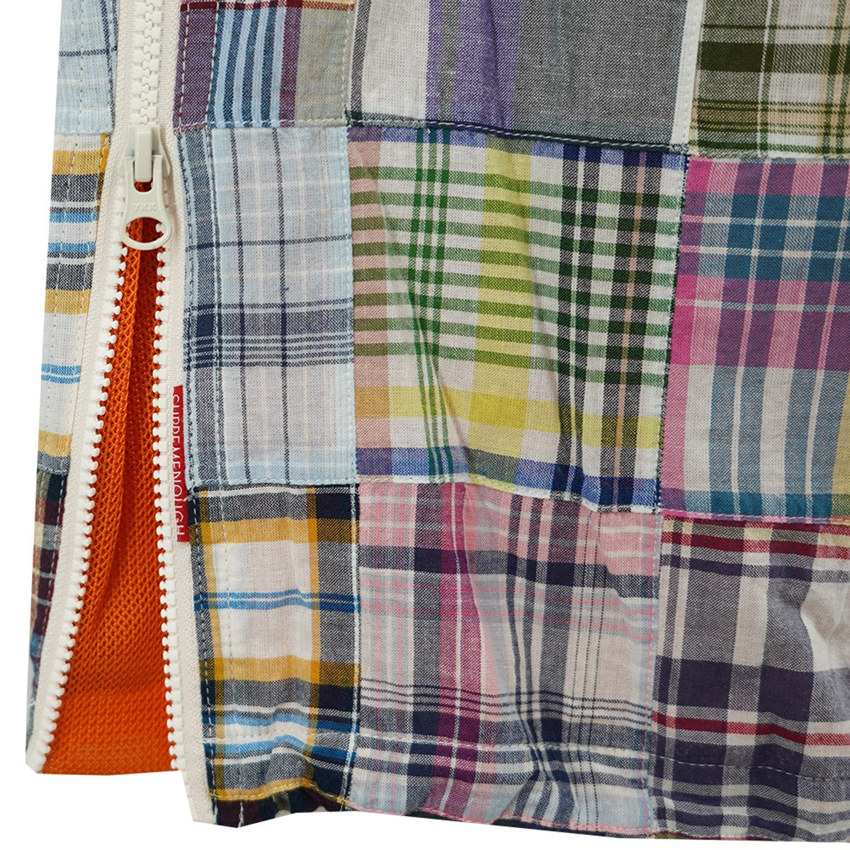25SS GOODENOUGH Patchwork Full Zip Track Pantコラボ パッチワーク ロゴ フルジップ マドラスチェック イージー トラックパンツ