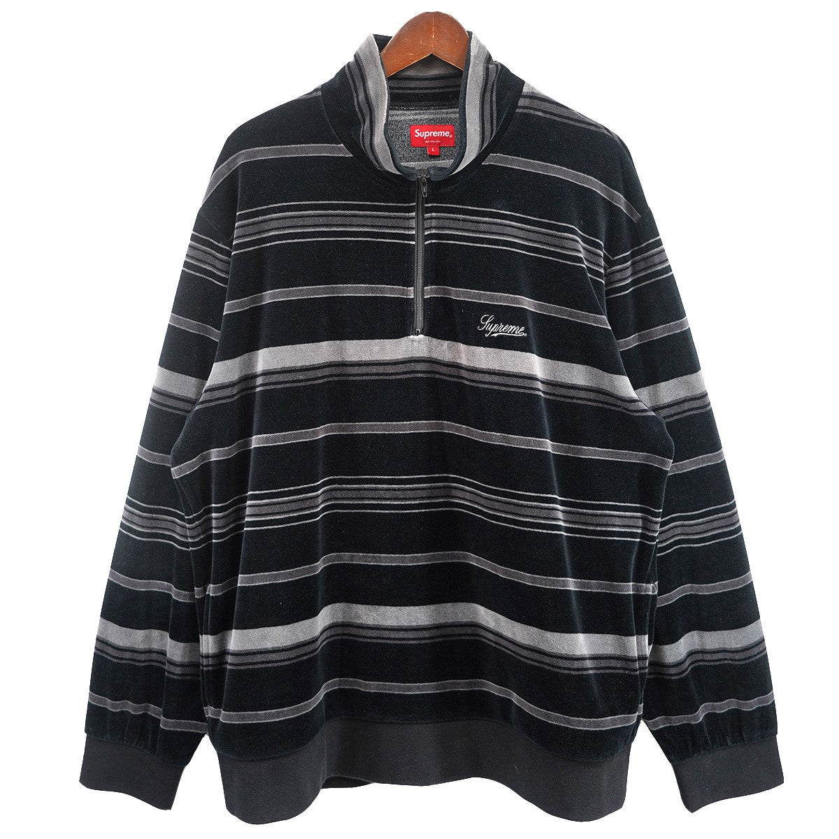 イ*ン様 Lacoste supreme ベロアハーフジップアップジャケット 激 Supreme(シュプリーム) 20AW Stripe Velour Half Zip Pullover