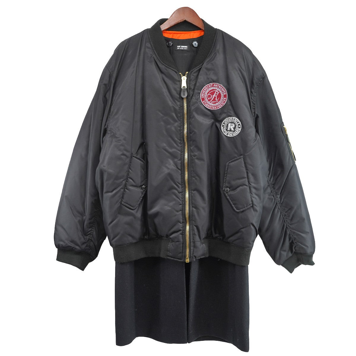 RAF SIMONS 20AW MA-1 ナイロン PATCHED BOMBER RAF SIMONS(ラフシモンズ) 20AW NYLONPATCHED BOMBER WITH WOOL
