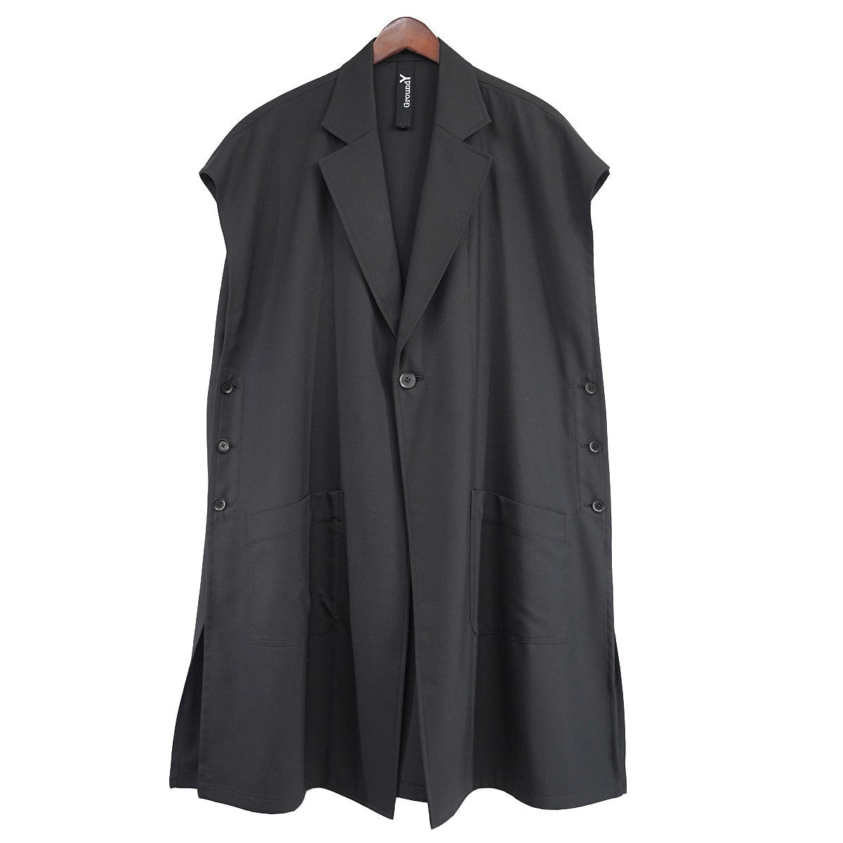 Ground Y (Yohji Yamamoto) 22SS T/W gabardine Tailoredギャバジン ノースリーブ スリーブレス テーラード コート ベスト 古着・中古-1枚目のアイテム画像
