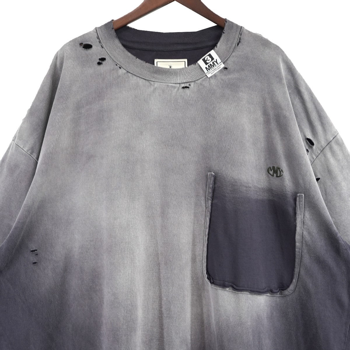 24AW BLEACHED HUGE TEE-BLACK サンフェイデッドライクヒュージVintage ヴィンテージ ダメージ加工 ロング オーバーサイズ Tシャツ