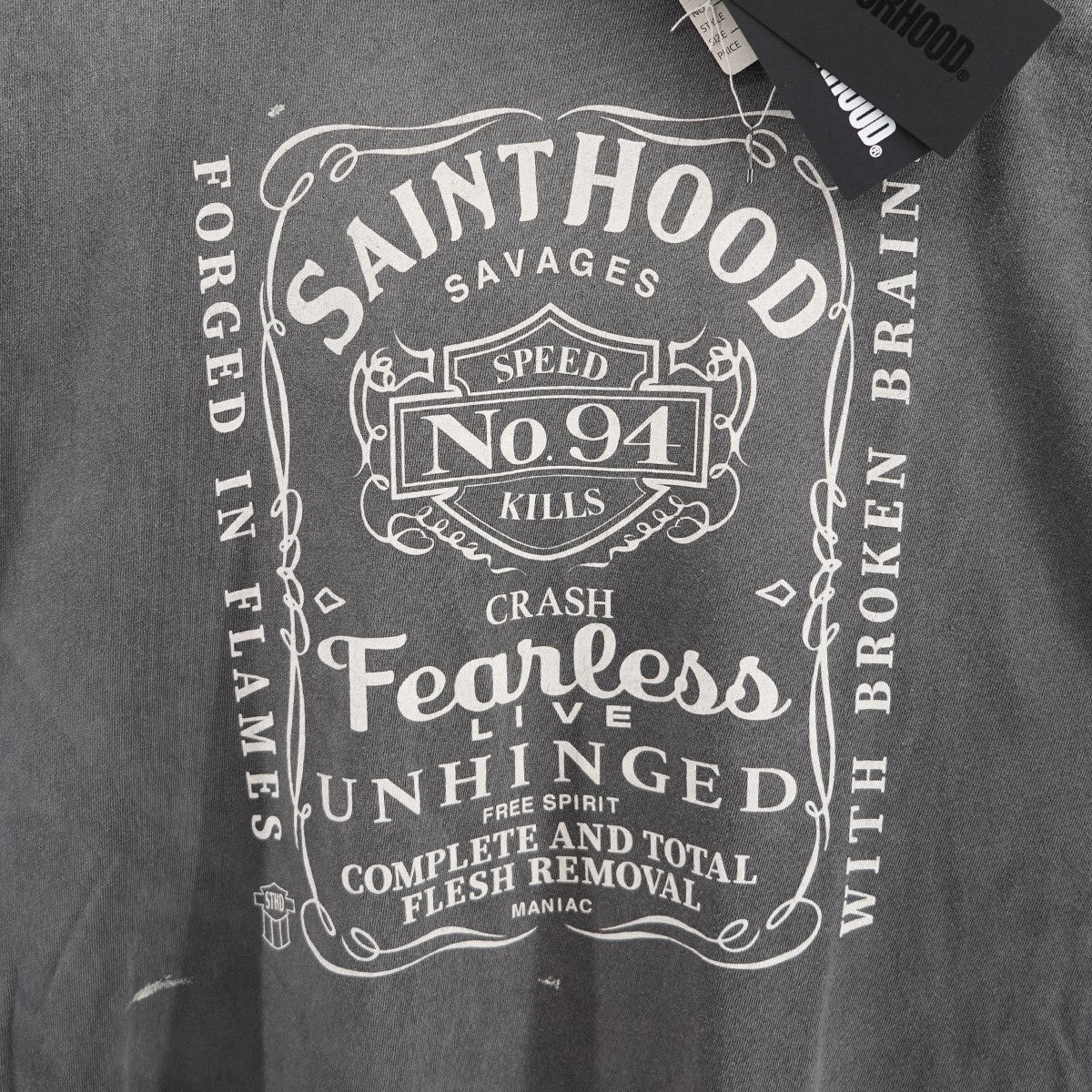 25SS SS Tee STHD.FEARLESS Blackコラボ ロゴ Vintage ヴィンテージ ダメージ 汚れ加工 Tシャツ