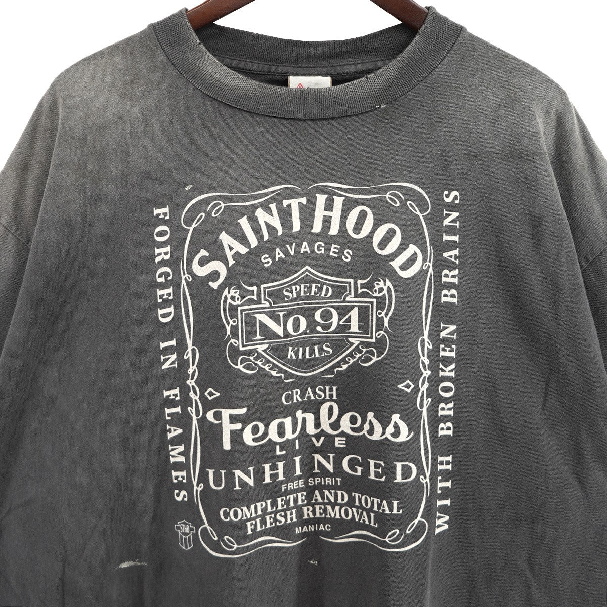 25SS SS Tee STHD.FEARLESS Blackコラボ ロゴ Vintage ヴィンテージ ダメージ 汚れ加工 Tシャツ