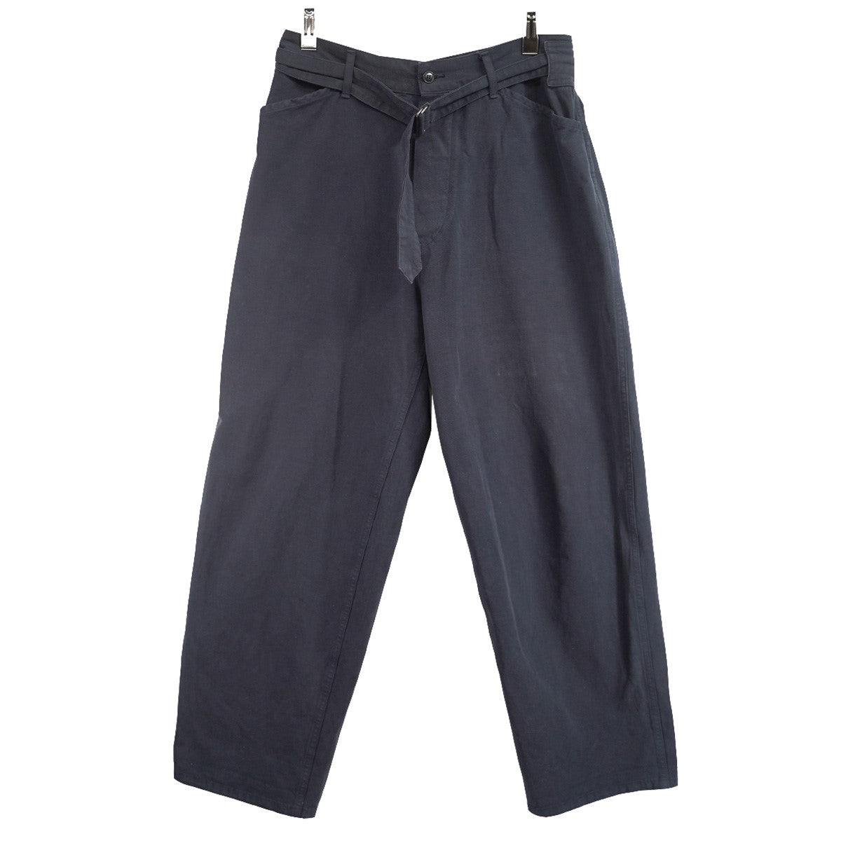COMOLI(コモリ) 22AW 製品染 ベルテッドパンツ - Navy 加工 ベルト