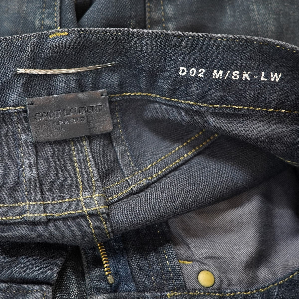 14AW エディ期 ステイン ダメージ 加工デストロイ スキニー デニムパンツ
