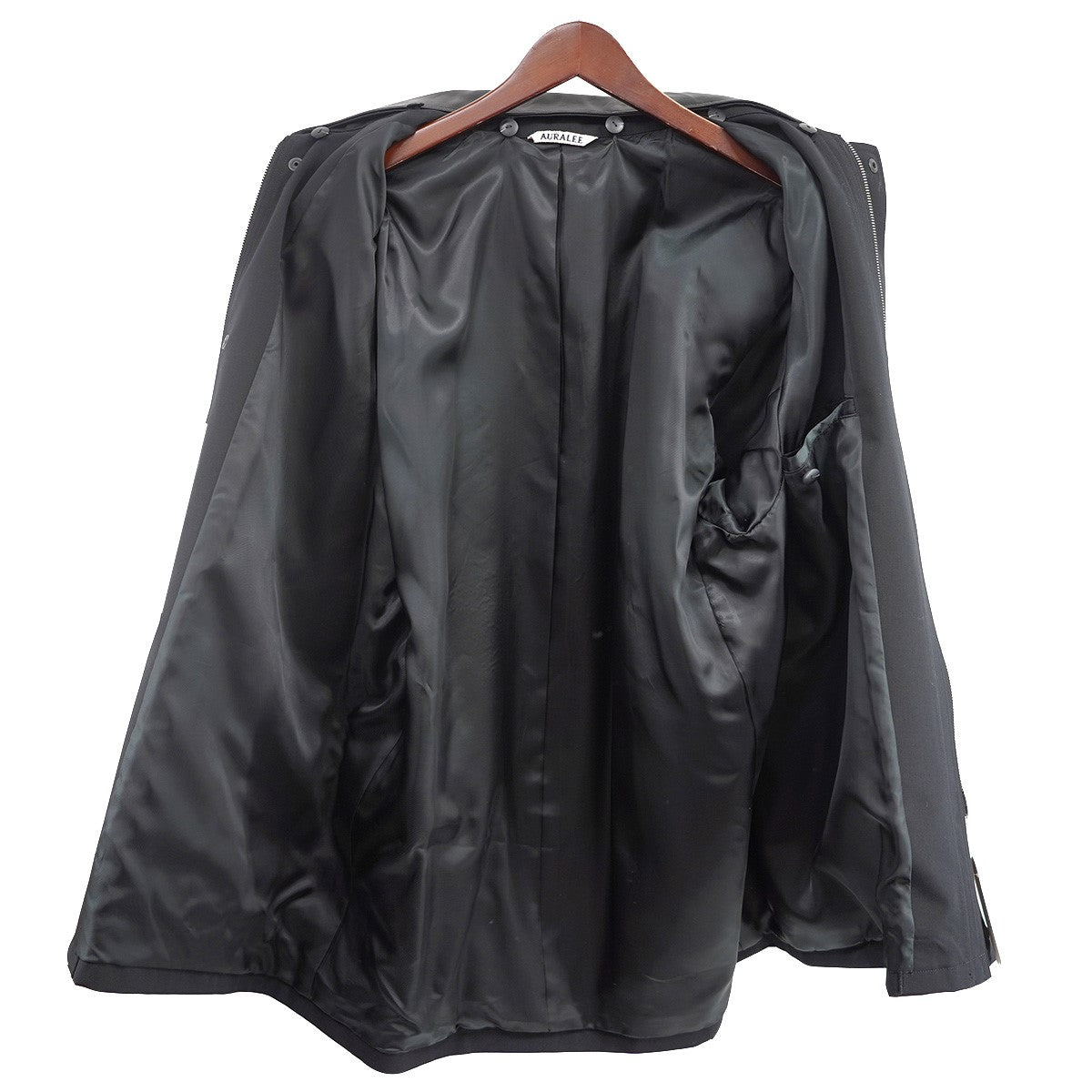 AURALEE 25SS WOOL MAX CANVAS BLOUSONウール マックス キャンバス ブルゾン レザーカラー 切替 ジャケット 古着・中古-5枚目のアイテム画像
