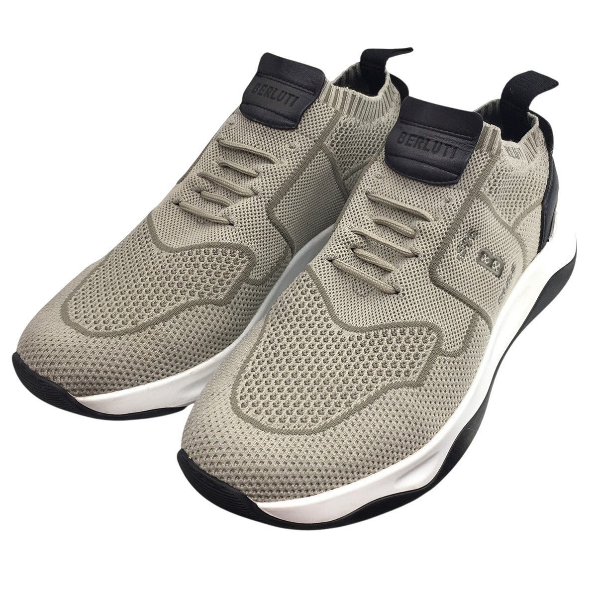 シャドウ ニット&レザースニーカー シューズ 靴