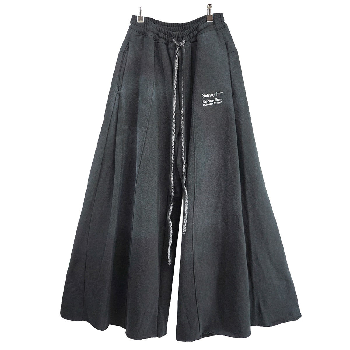 WASHED ORDINARY HOME PANTALONワイド ウォッシュド加工 裾ダメージ加工 イージー スウェットパンツ