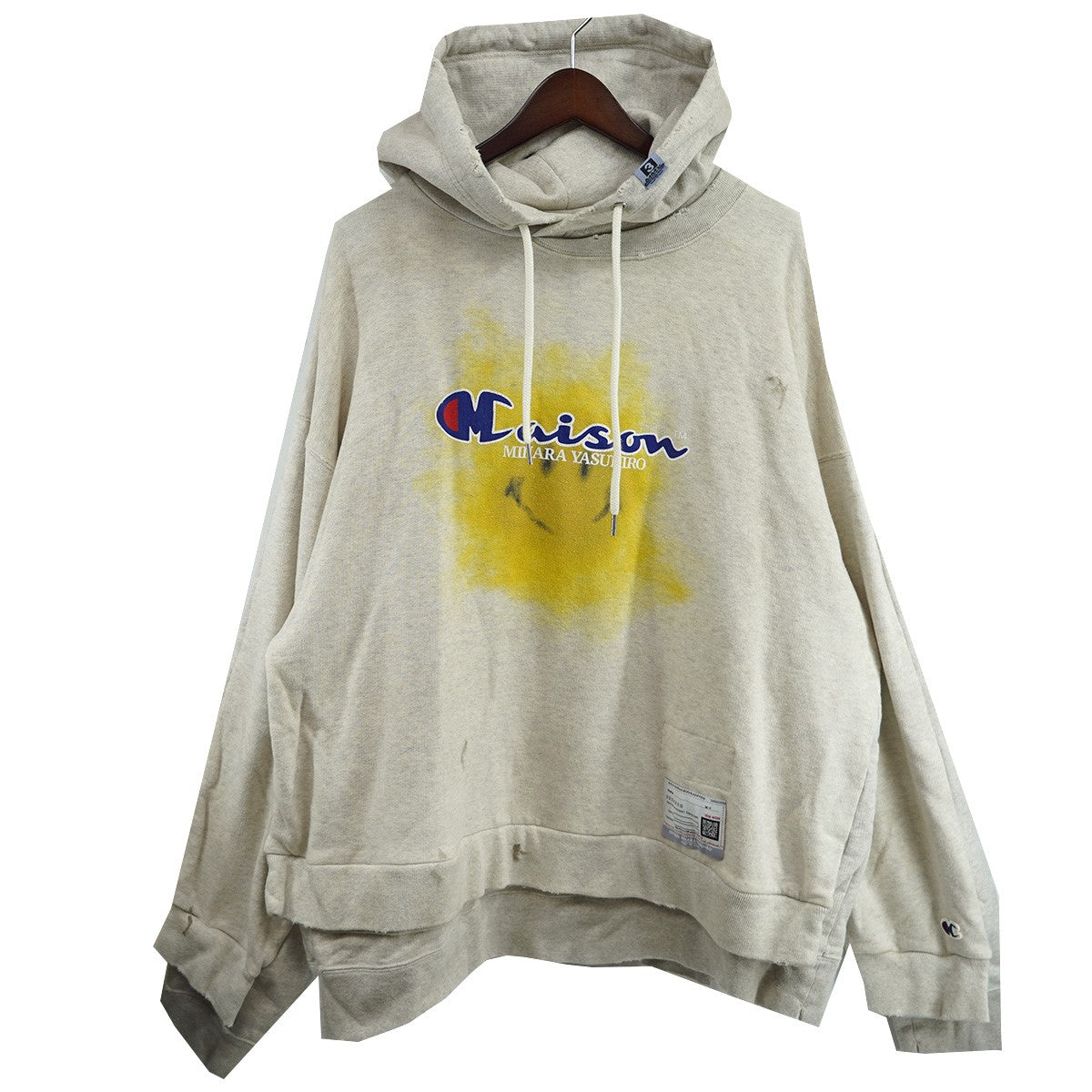 23SS スマイル レイヤード オーバーサイズ ダメージ Vintage ヴィンテージ加工パーカー フーディー