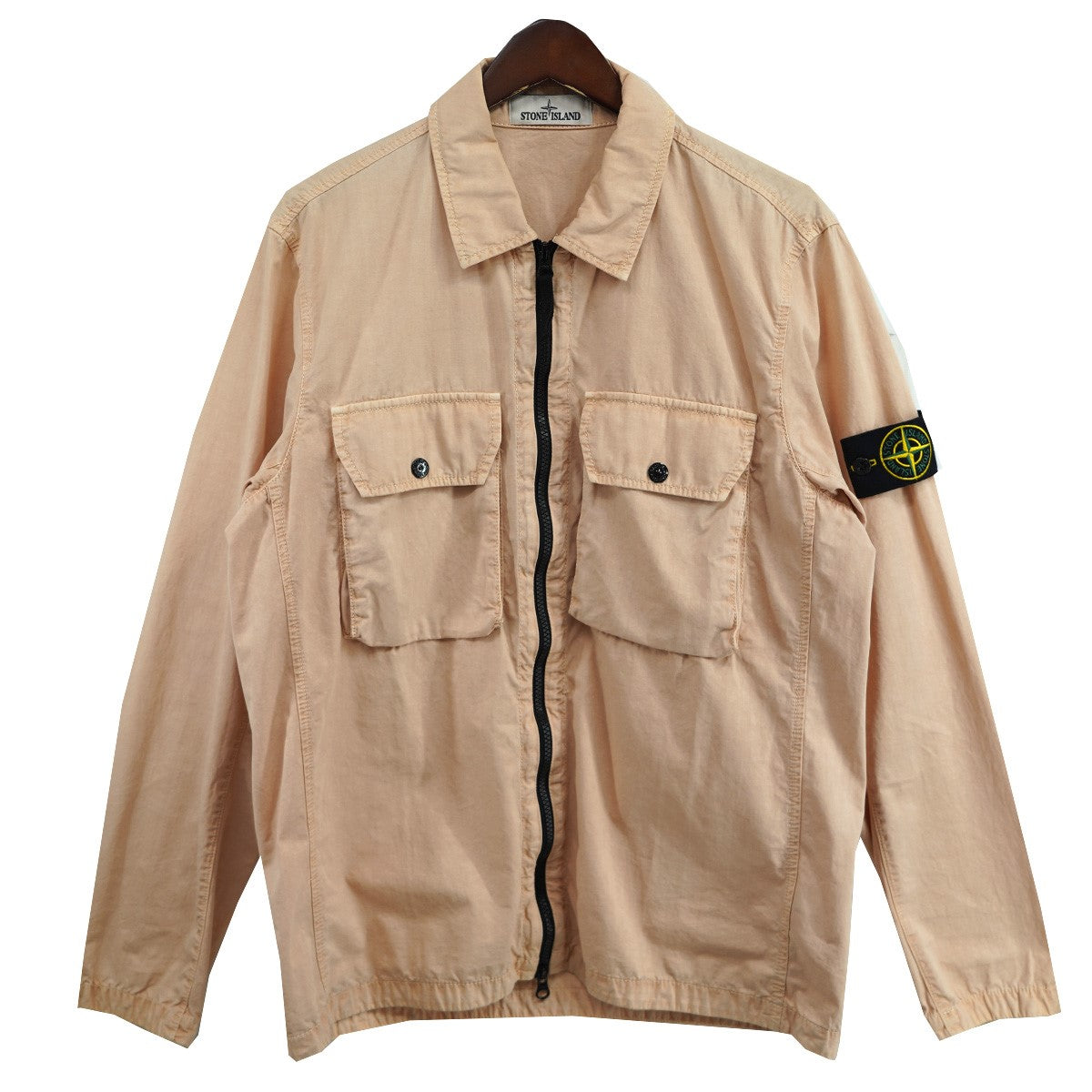 2Pocket Brushed Cotton Jacketロゴパッチ 加工 ジップ シャツジャケット