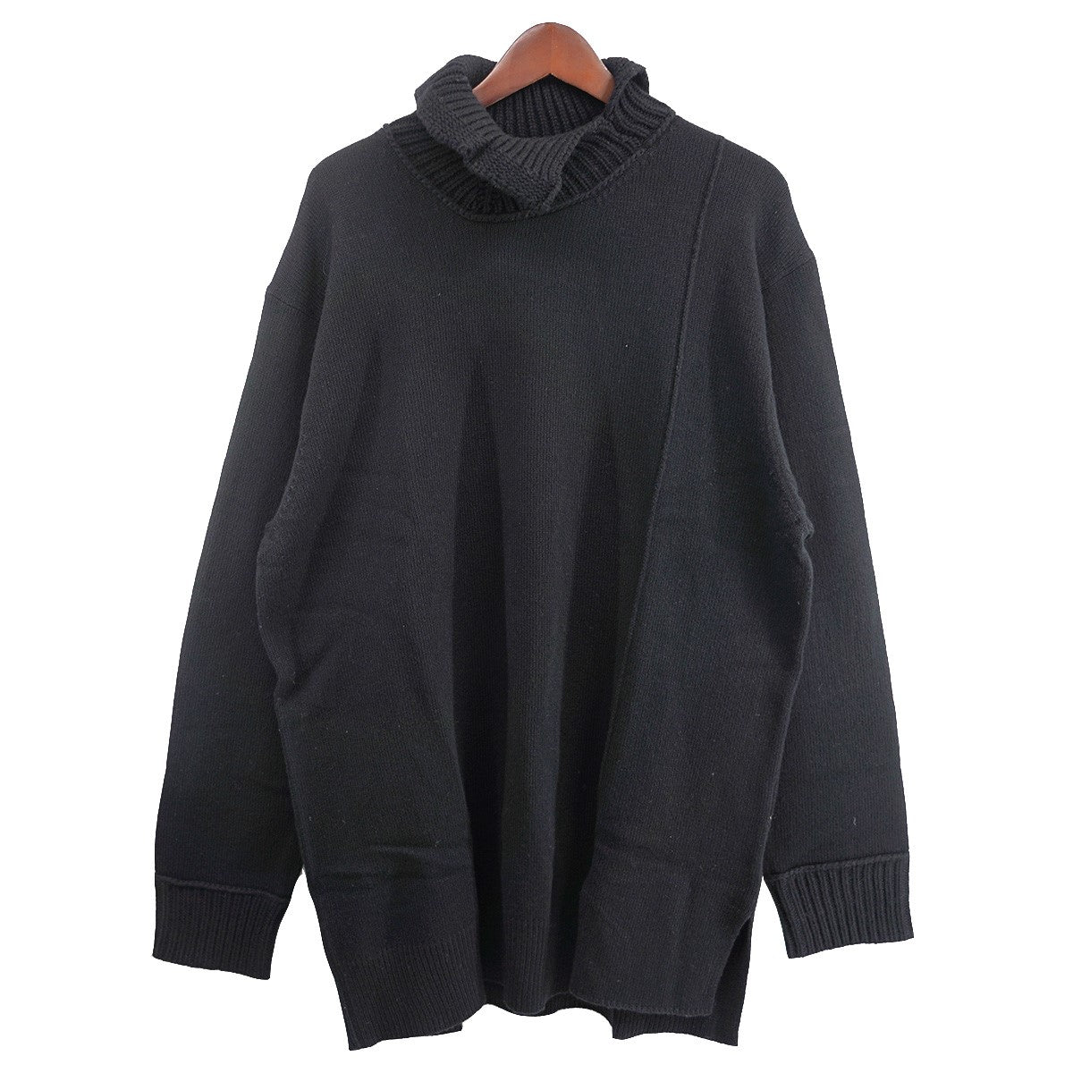 24AW Deformed Neckline Turtle Knitネックライン デザイン タートルネック ニット セーター