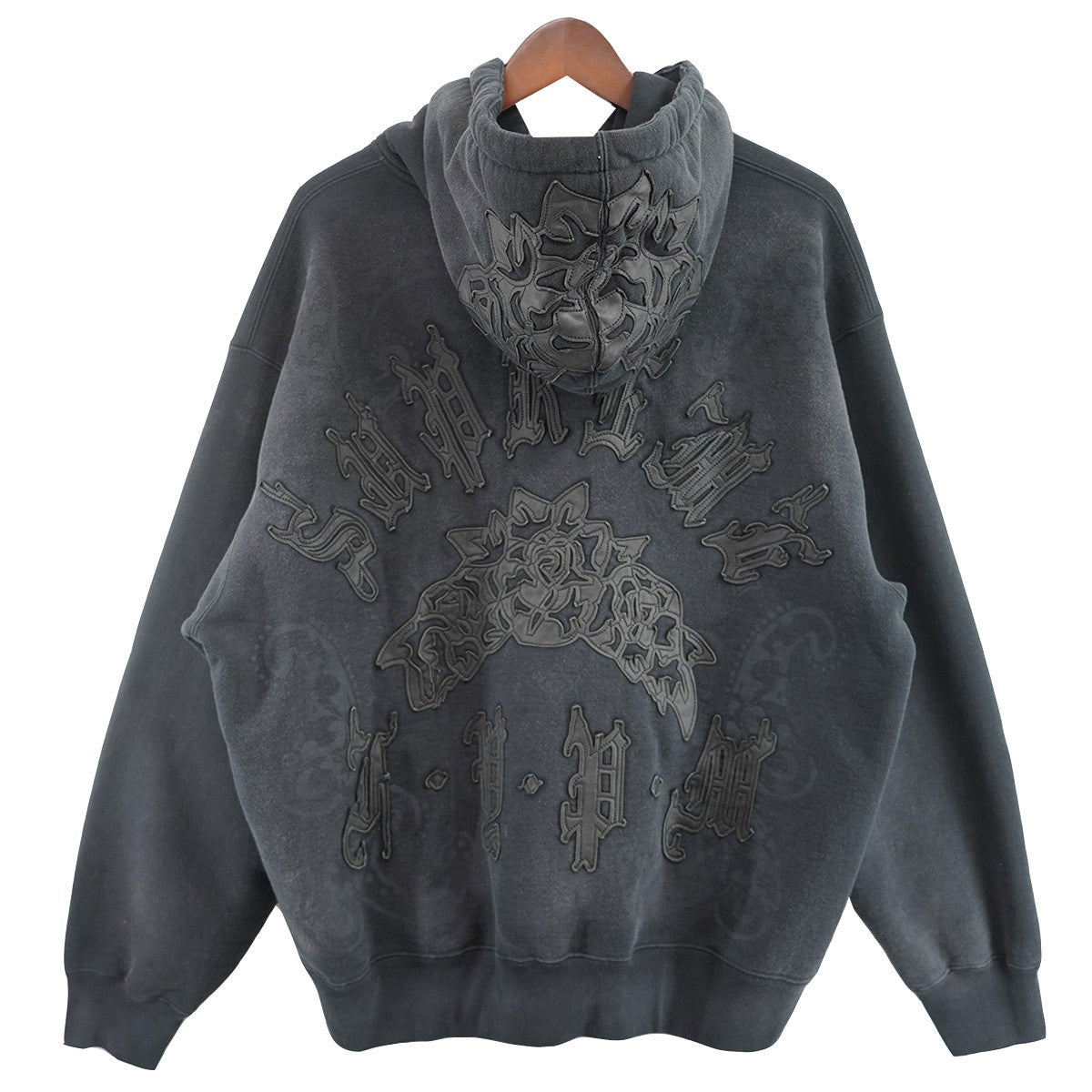 25SS Leather Applique Zip Up Hooded Sweatshirt Paisley加工 レザー アップリケ ペイズリー ジップアップ フーデッド スウェットシャツ パーカー