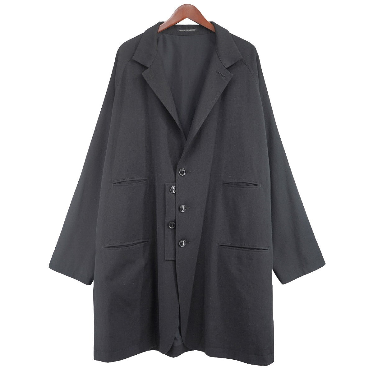 17AW スタンドフラシ襟 ウールギャバ ロングジャケット コート