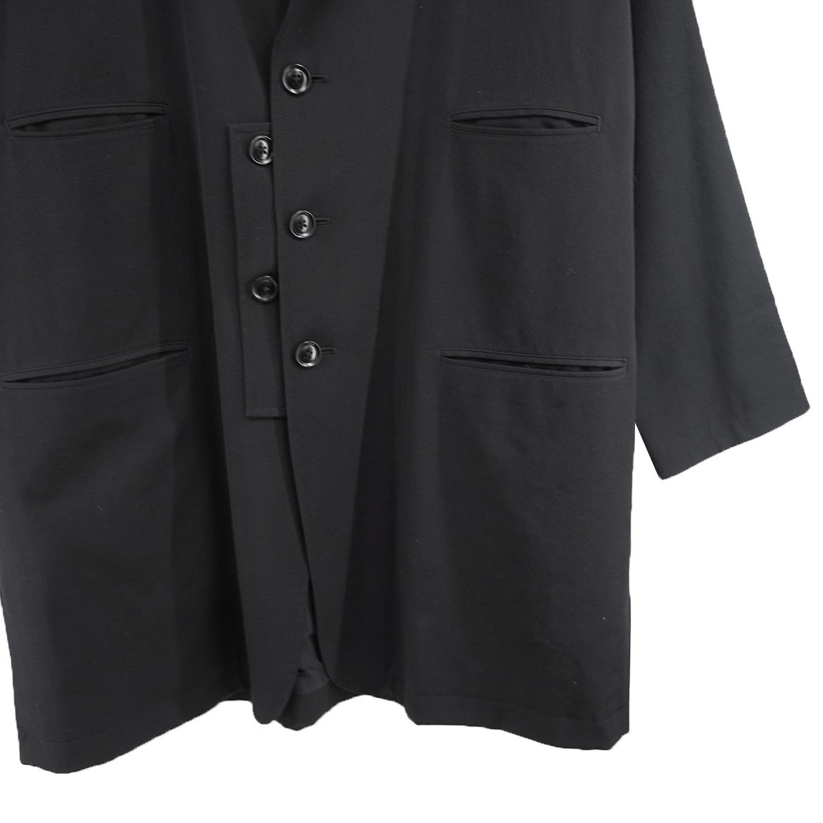 17AW スタンドフラシ襟 ウールギャバ ロングジャケット コート