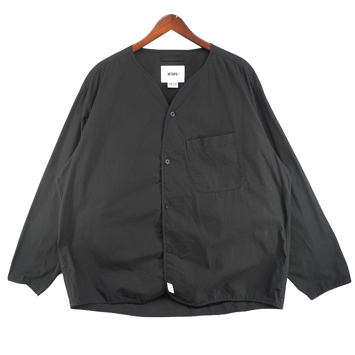 23AW Scout / LS / Cotton. Ripstop. Signリップストップ ロゴ スカウト ノーカラー シャツ