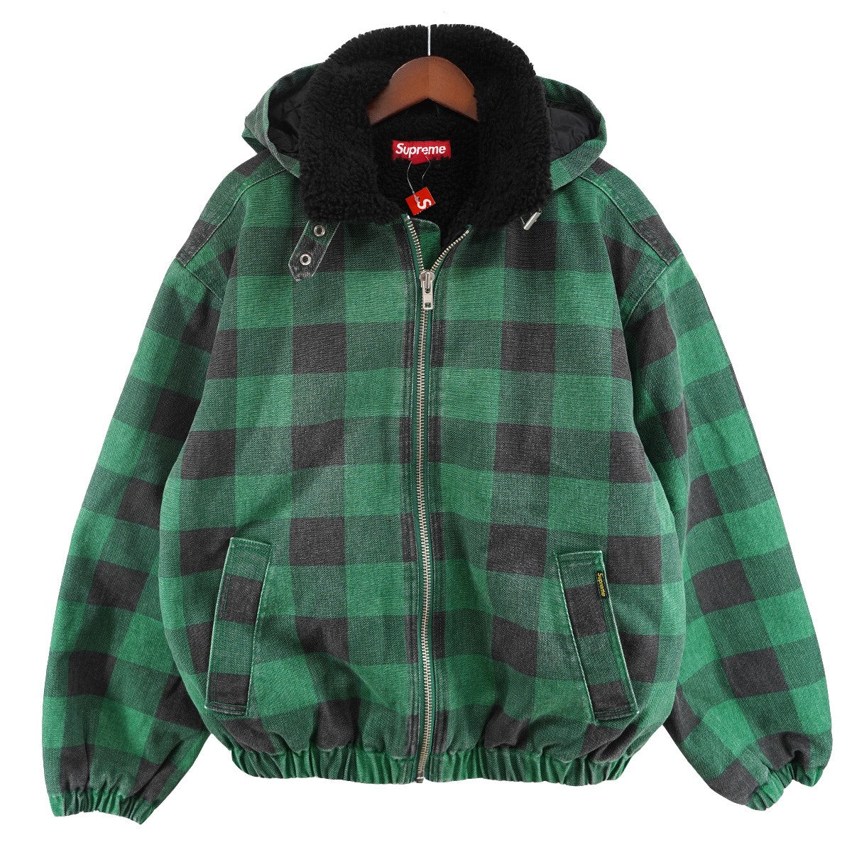 25AW Faux Shearling Lined Bomber Jacketバック ロゴ 加工 チェック フェイク シアリング ラインド ボンバー ジャケット