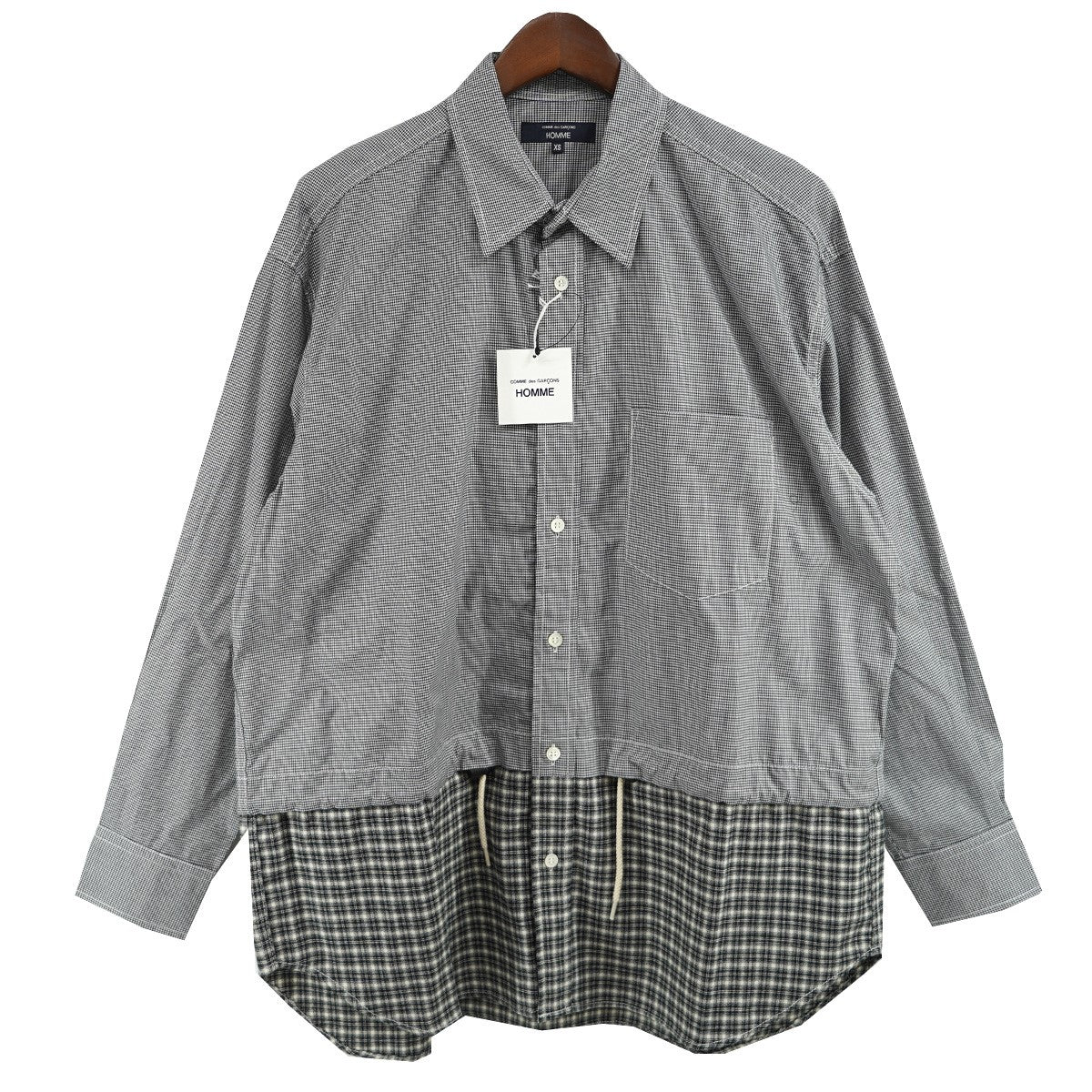 25AW L/S STRIPE SHIRTチェック 切替 シャツ