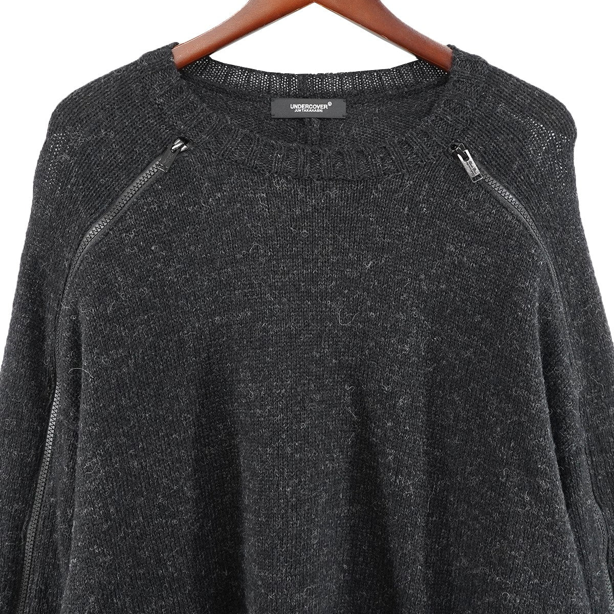 24AW 袖ZIPクルーネックニット ロング ジップ セーター