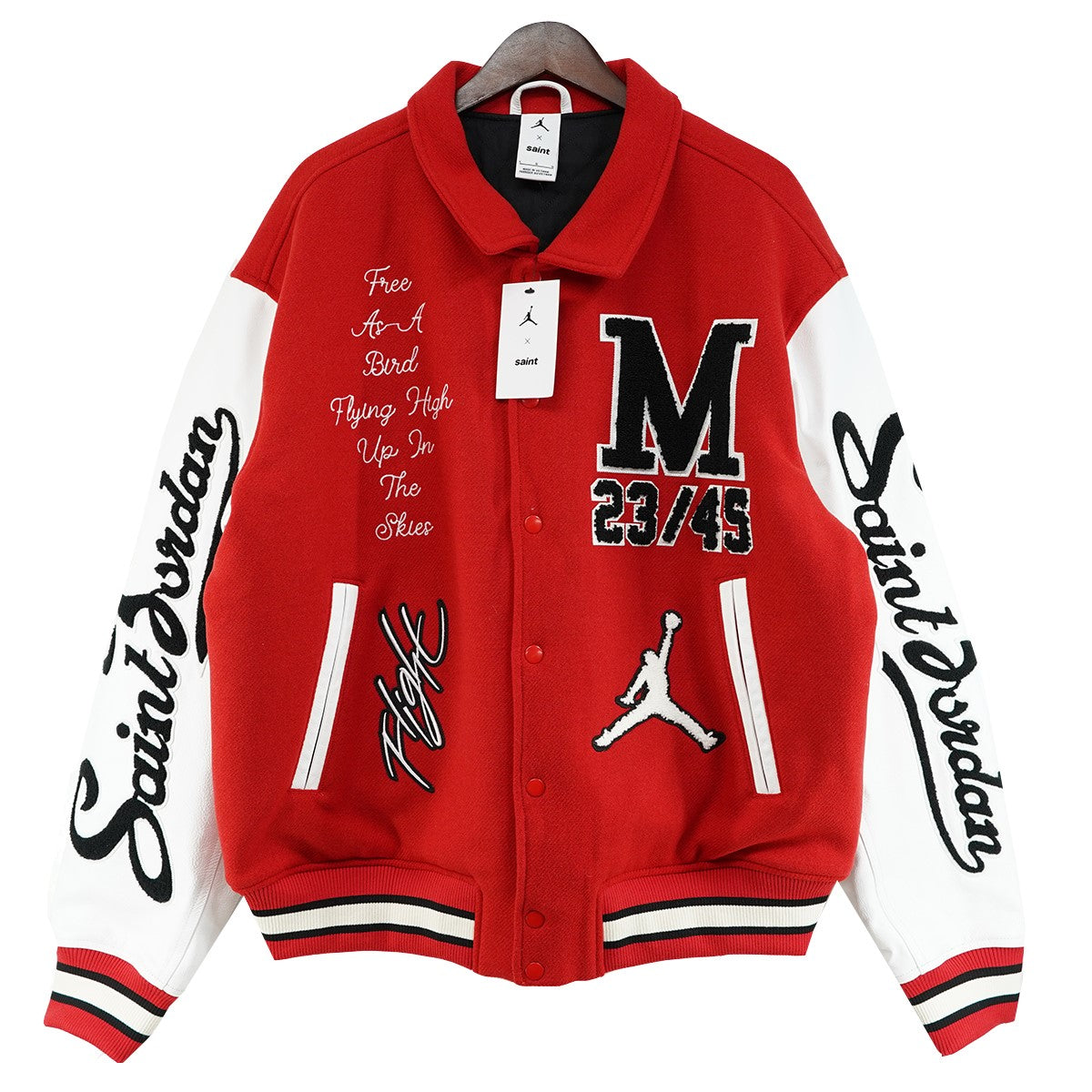 26SS Nike Jordan x SAINT Mxxxxxx M J SM Varsity Jacketロゴ セントマイケル M J SM バーシティジャケット スタジャン