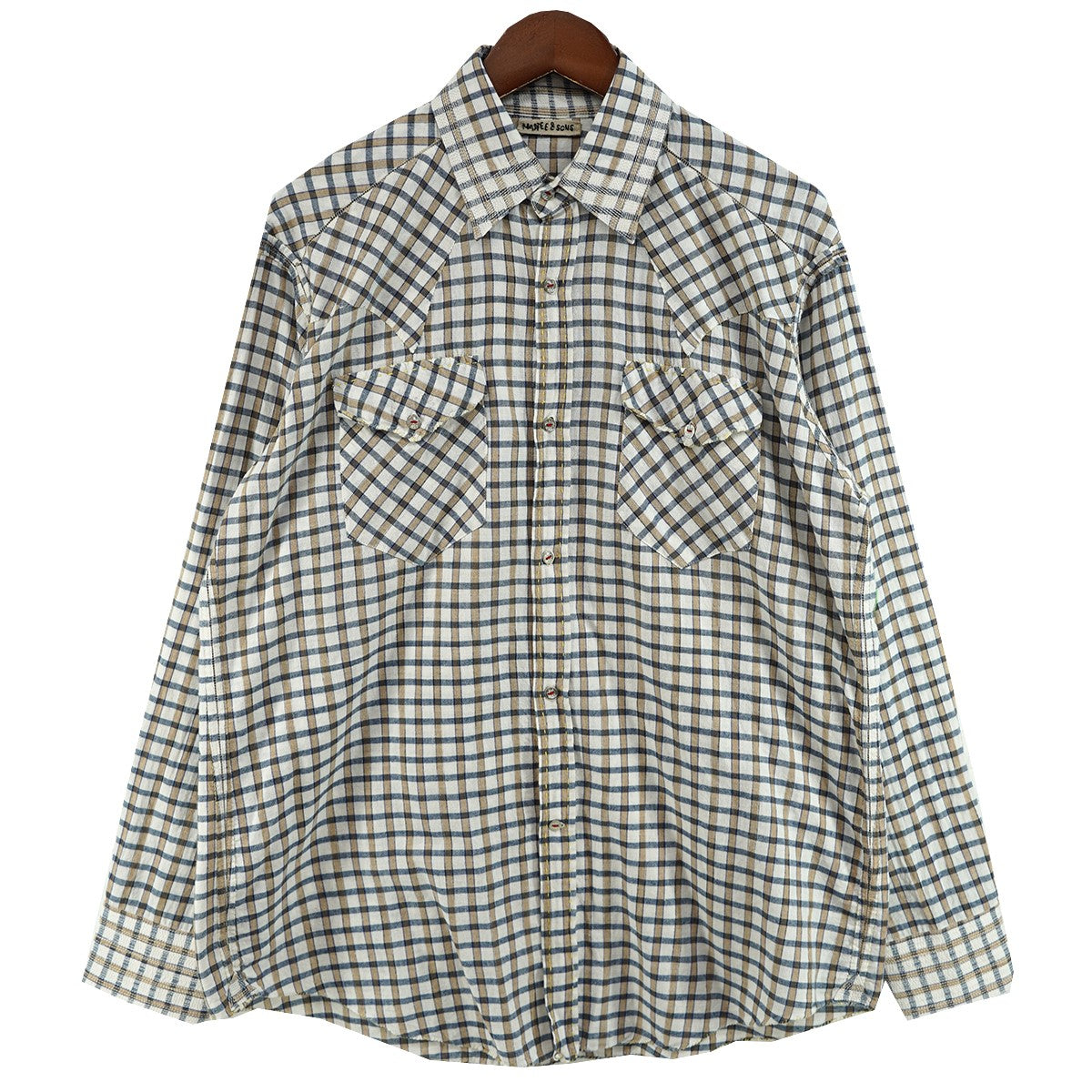 25AW GUPTA WESTERN -BLUE×KHAKI,WHITE PLAID-グプタ チェック ウエスタン シャツ