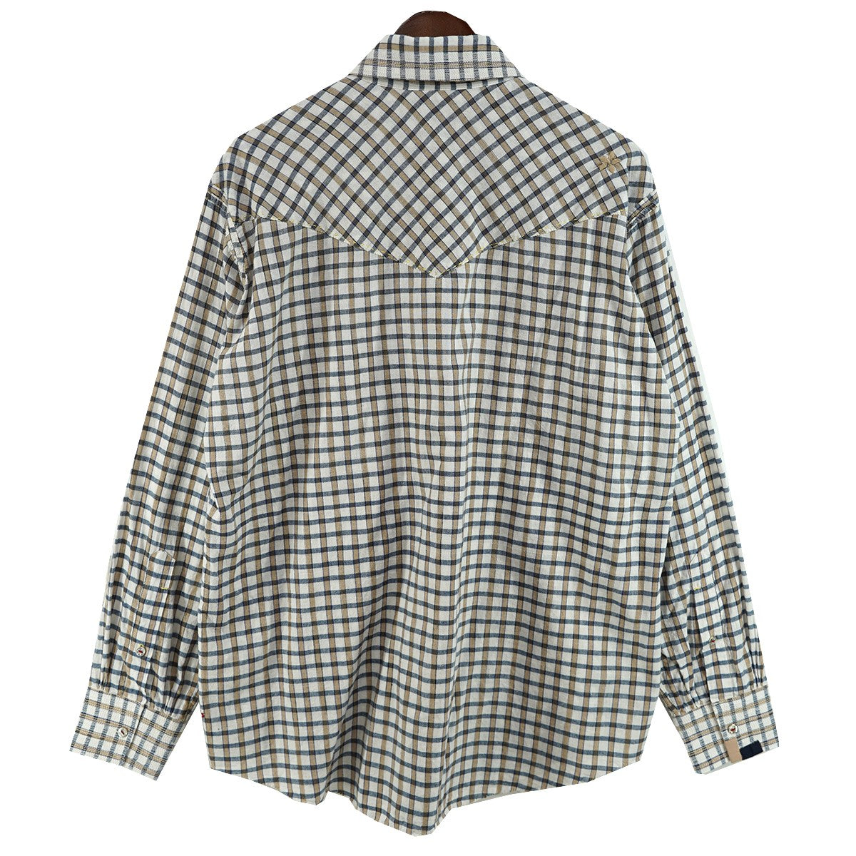 25AW GUPTA WESTERN -BLUE×KHAKI,WHITE PLAID-グプタ チェック ウエスタン シャツ