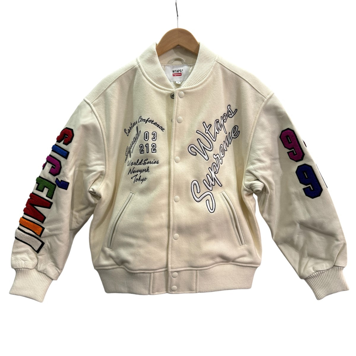 Supreme×WTAPS 21AW/Varsity Jacket ダブルタップス バーシティージャケット ホワイト サイズ  S｜【公式】カインドオルオンライン ブランド古着・中古通販【kindal】