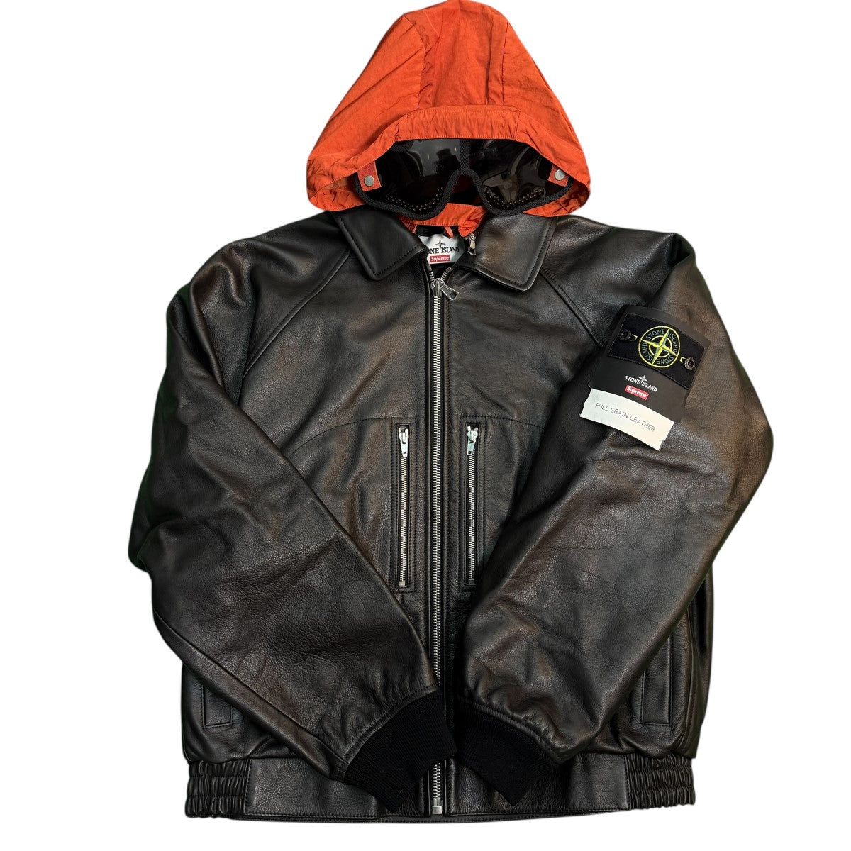 Supreme×STONE ISLAND 23AW/Leather Bomber Jacket/ストーンアイランド レザーボンバージャケット 古着・中古-1枚目のアイテム画像