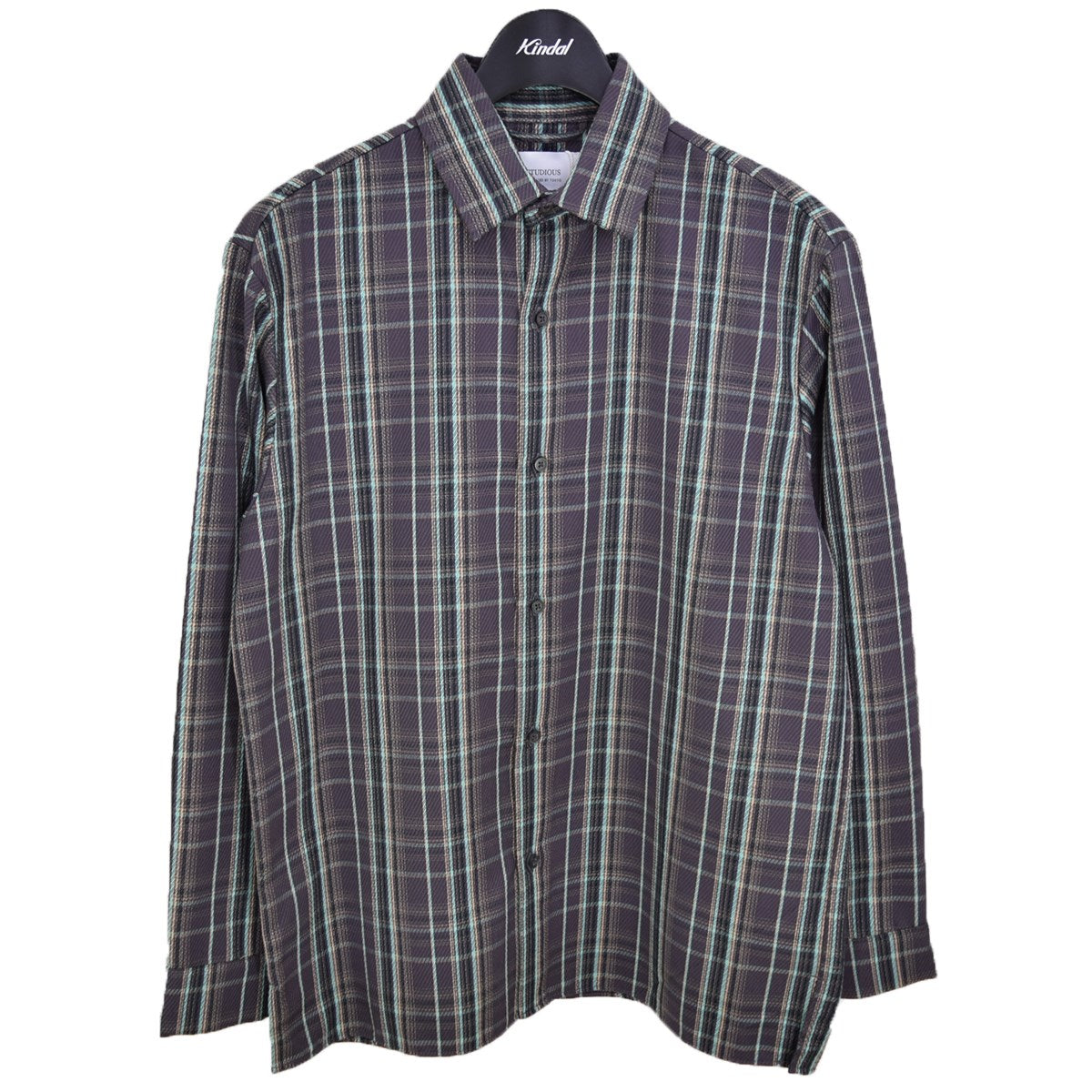 STUDIOUS(ステュディオス) Dobby check box shirts ドビーチェックシャツ 2021AW 108600003 グレー  サイズ 1｜【公式】カインドオルオンライン ブランド古着・中古通販【kindal】