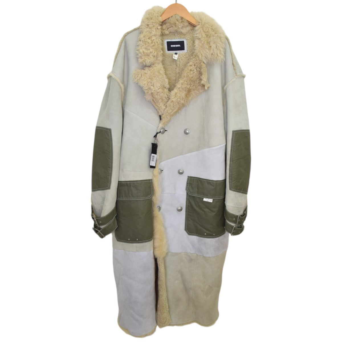 DIESEL(ディーゼル) BIGFOOT-ED JACKETムートン ロングコート グレー 
