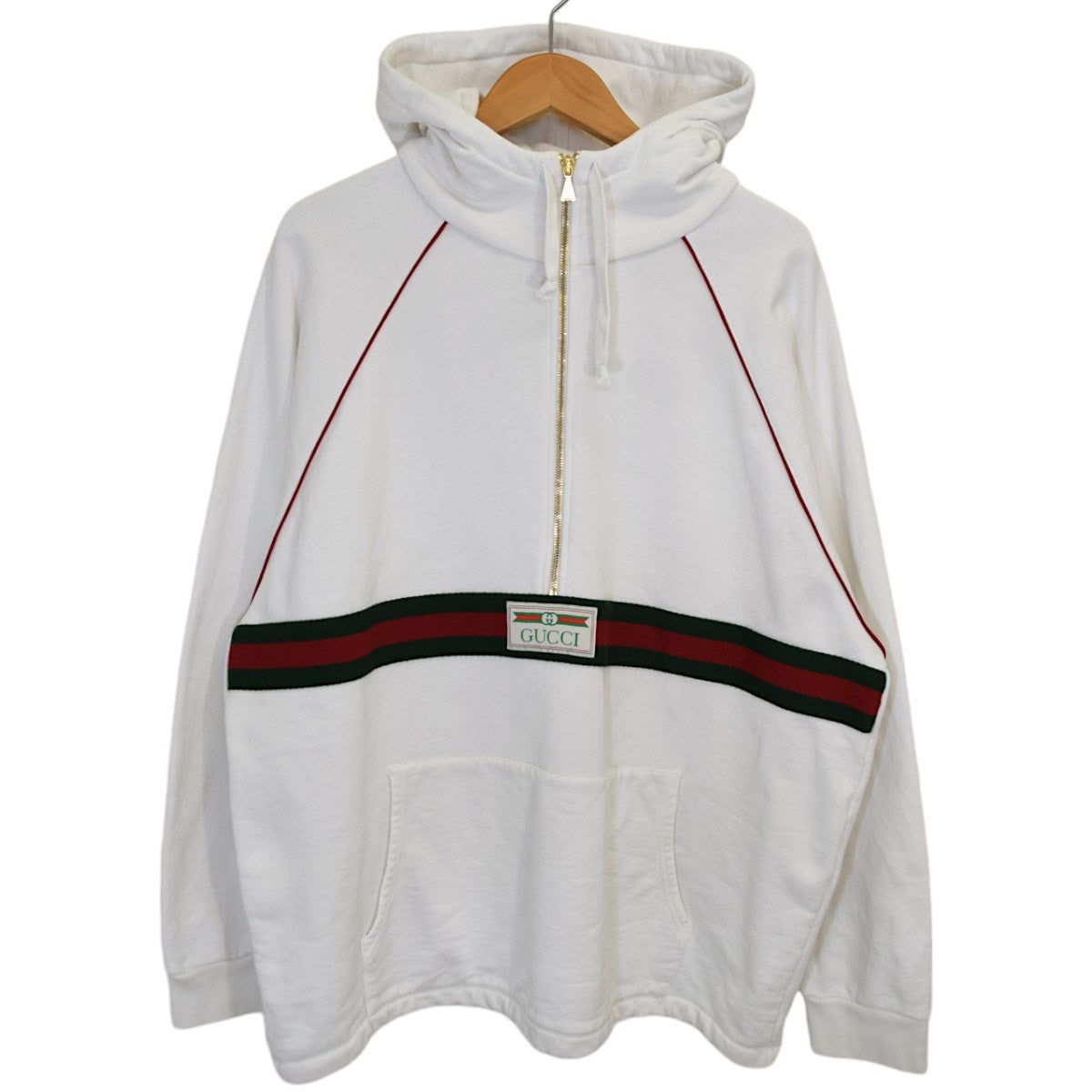 GUCCI(グッチ) ウェブ＆GUCCI ラベル付き スウェットシャツハーフジップパーカ645320 XJDAK 645320 XJDAK ホワイト  サイズ L｜【公式】カインドオルオンライン ブランド古着・中古通販【kindal】