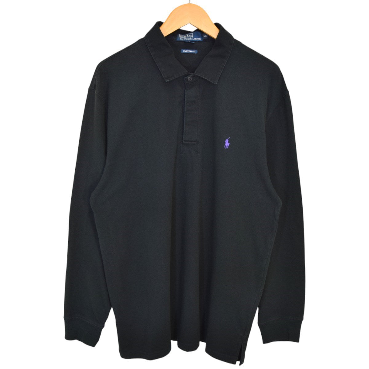 Polo by Ralph Lauren ラガーシャツ  黒 ラルフローレン ラガーシャツ ラグビーシャツ 刺繍 黒