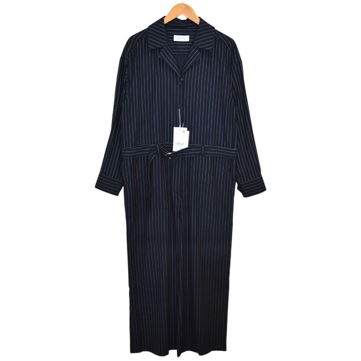 Adam et Rope(アダムエロペ) ストライプオープンカラージャンプスーツ