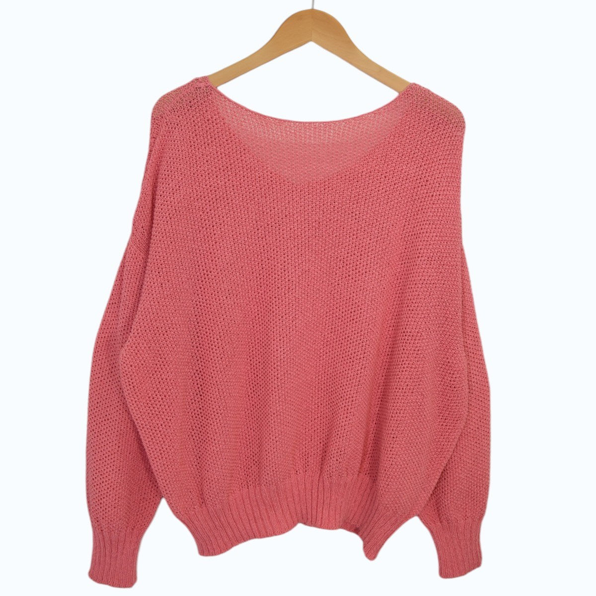 美品☆ペーパーヤーンニット☆ピンク ペーパーヤーンメッシュニット | 小柄・低身長女性向けファッション