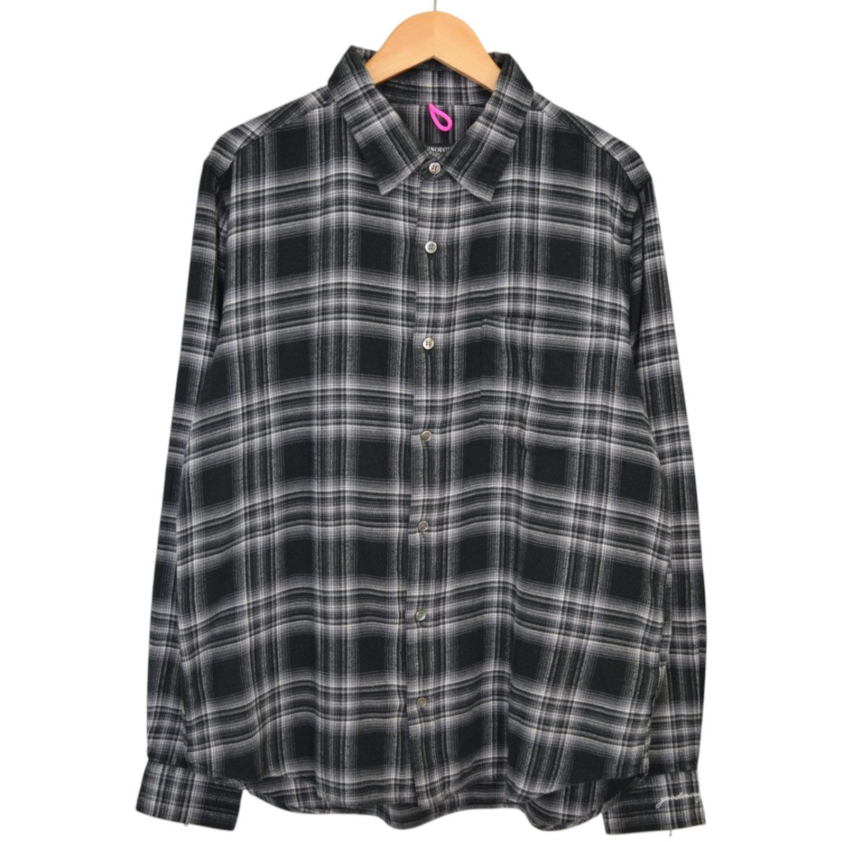 GOODENOUGH チェック ベア クレイジー グッドイナフ GOODENOUGH(グッドイナフ) フランネルチェックシャツ ブラック×グレー