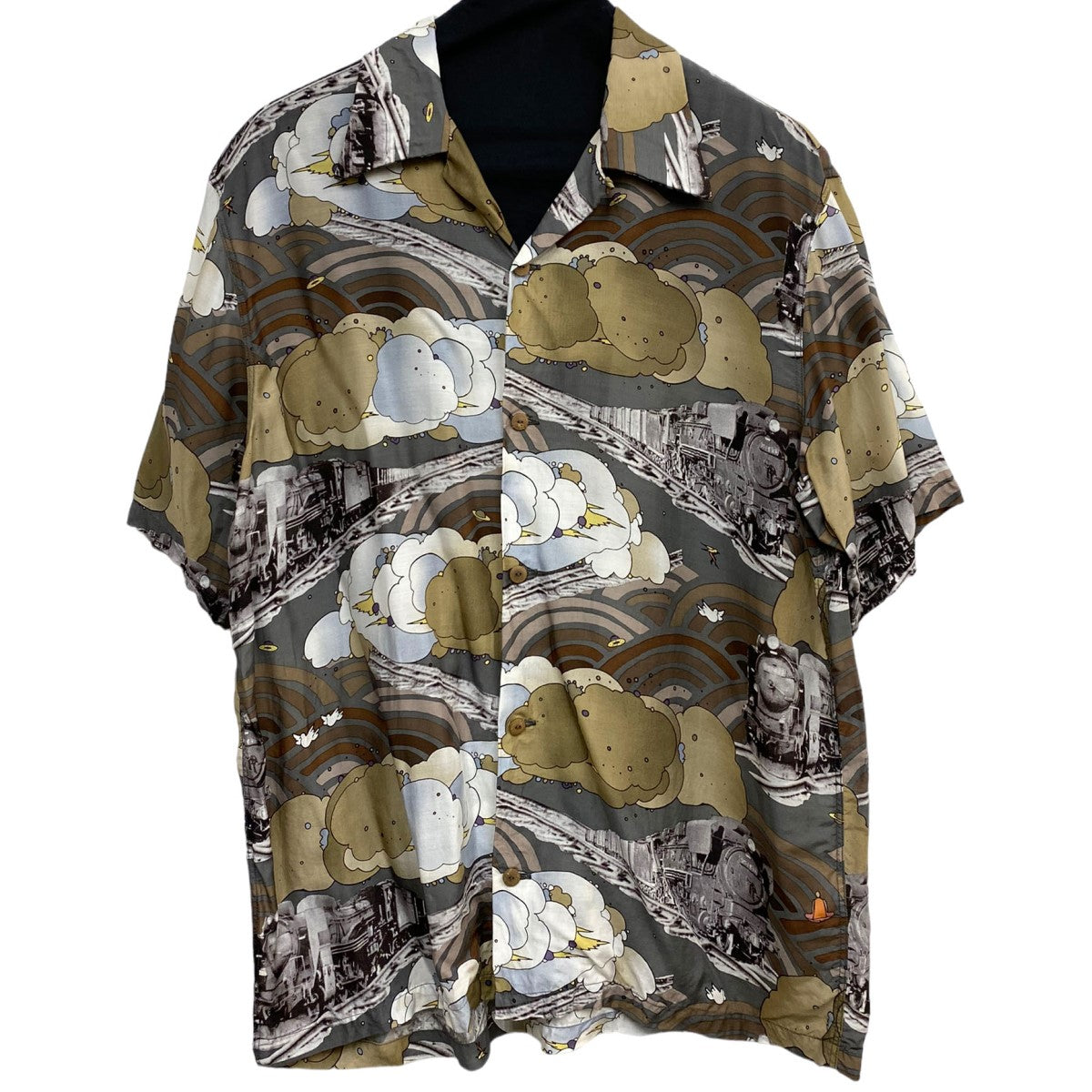 KAPITAL(キャピタル) Silk Rayon Ciberin Pick Train pt Aloha Shirtアロハシャツ グレー サイズ  14｜【公式】カインドオルオンライン ブランド古着・中古通販【kindal】