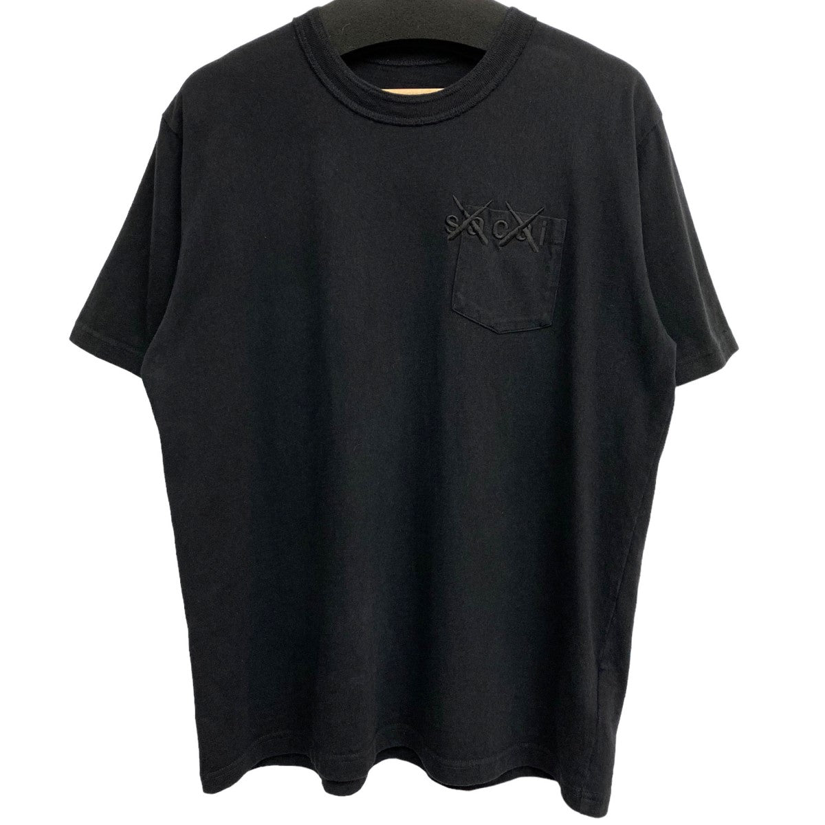 sacai×KAWS 21SS Embroidery T-shirt刺繍ロゴTシャツ ブラック サイズ 