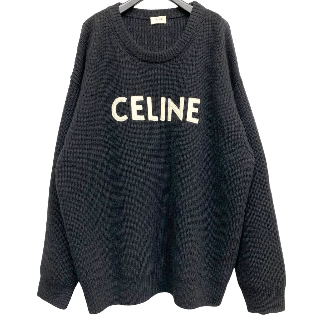 CELINE(セリーヌ) オーバーサイズ セーター リブ編みウール ロゴニット ブラック サイズ 13｜【公式】カインドオルオンライン  ブランド古着・中古通販【kindal】