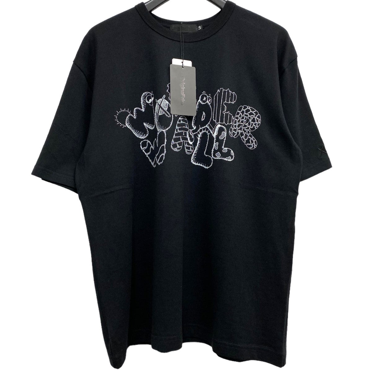 Original Fake(KAWS MEDICOM TOY)×Wonderwall 10AWT-SHIRTアートプリントTシャツ ブラック サイズ  3｜【公式】カインドオルオンライン ブランド古着・中古通販【kindal】