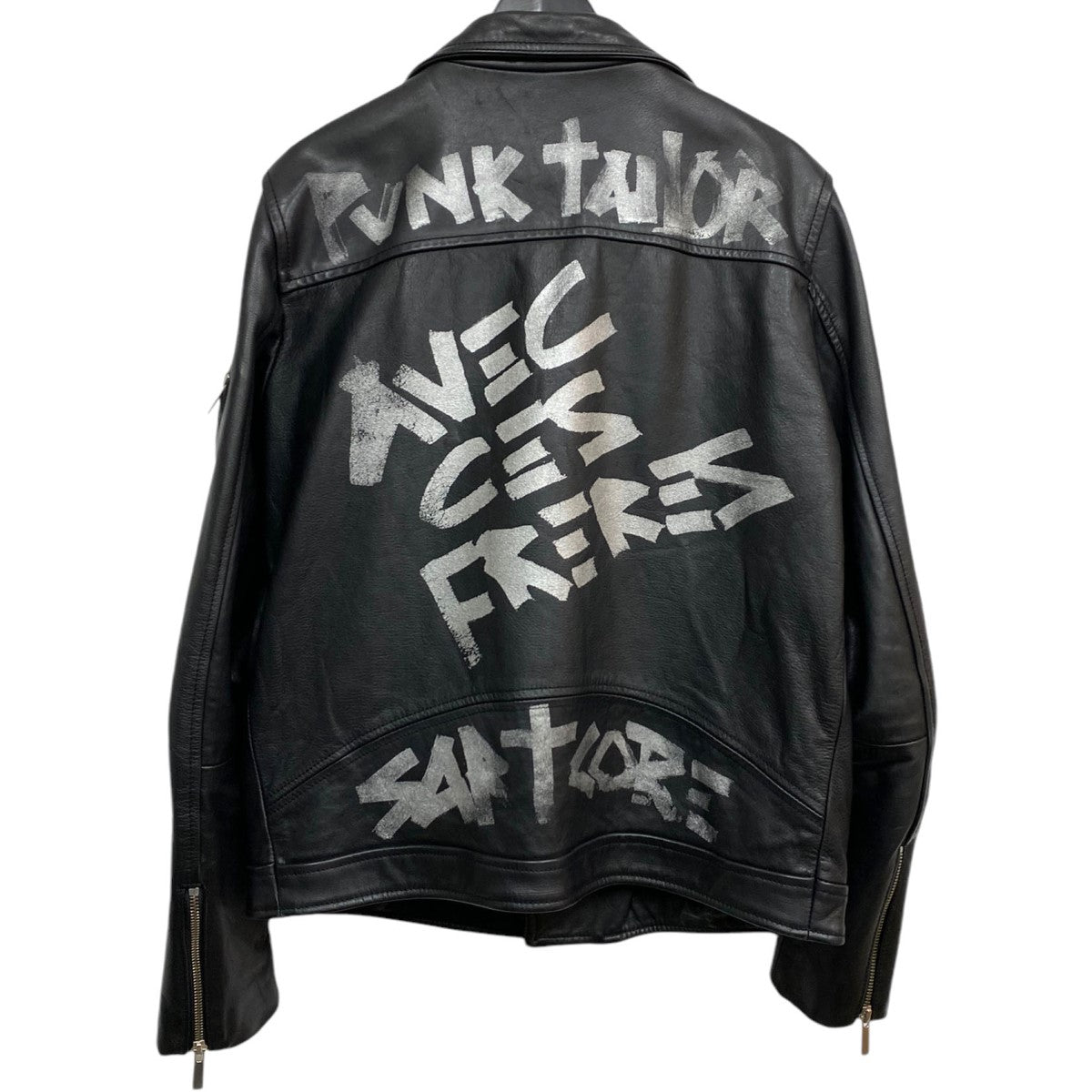 ART COMES FIRST(AVEC CES FRERES)(アートカムズファースト アベックセフレール) Sartcore Leather  Jacketバック落書きペイントロゴレザージャケット ライダース ブラック サイズ Ｍ/38｜【公式】カインドオルオンライン  ブランド古着・中古通販【kindal】